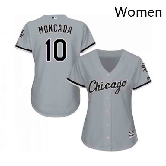 Womens Majestic Chicago White Sox 10 Yoan Moncada Replica Grey Road Cool Base MLB Jerseys